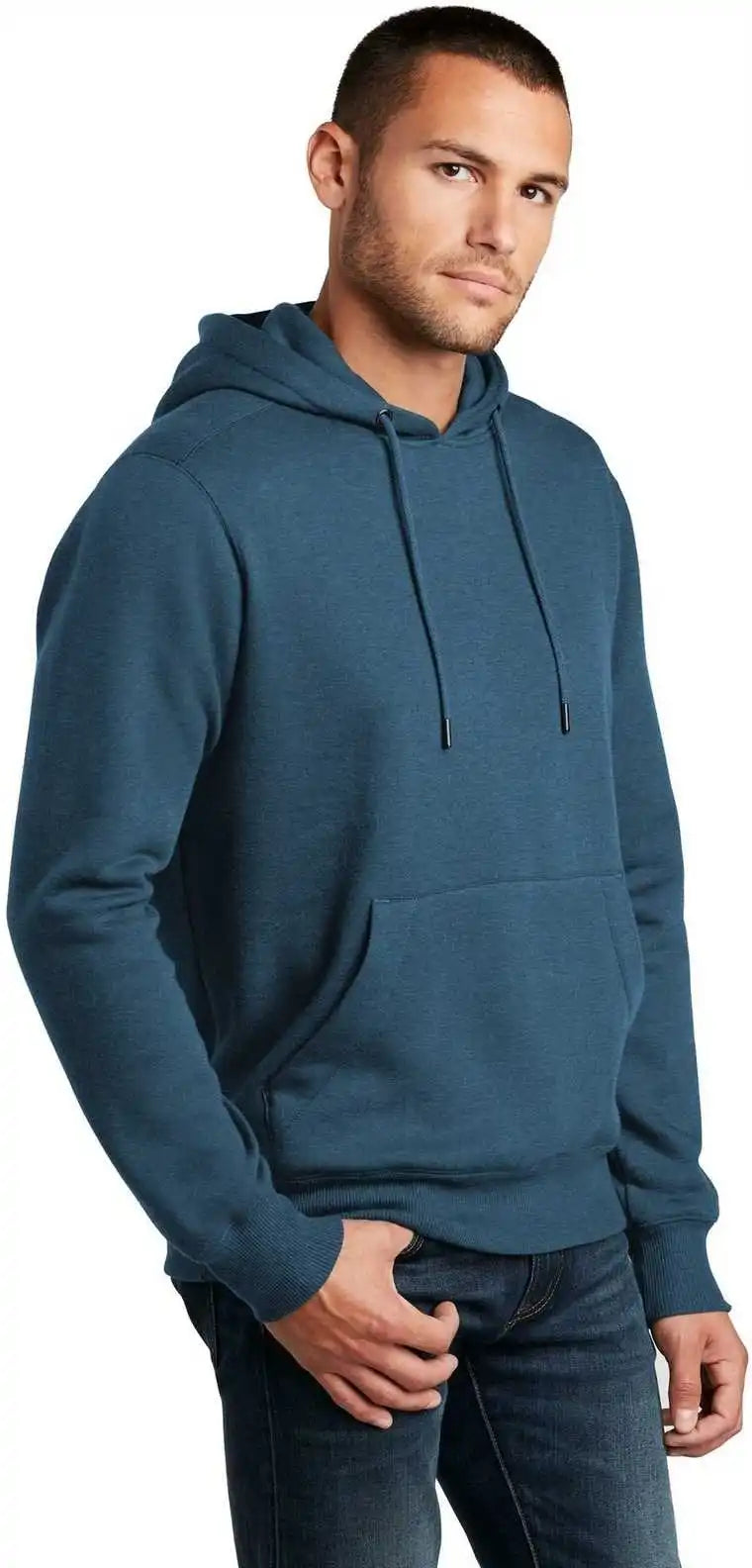 District Dt1101 Perfect Weight Fleece Hoodie - Heathered Poseidon Blue