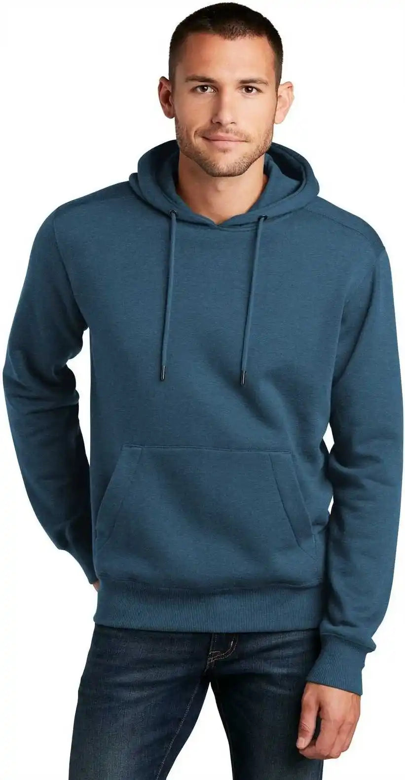 District Dt1101 Perfect Weight Fleece Hoodie - Heathered Poseidon Blue