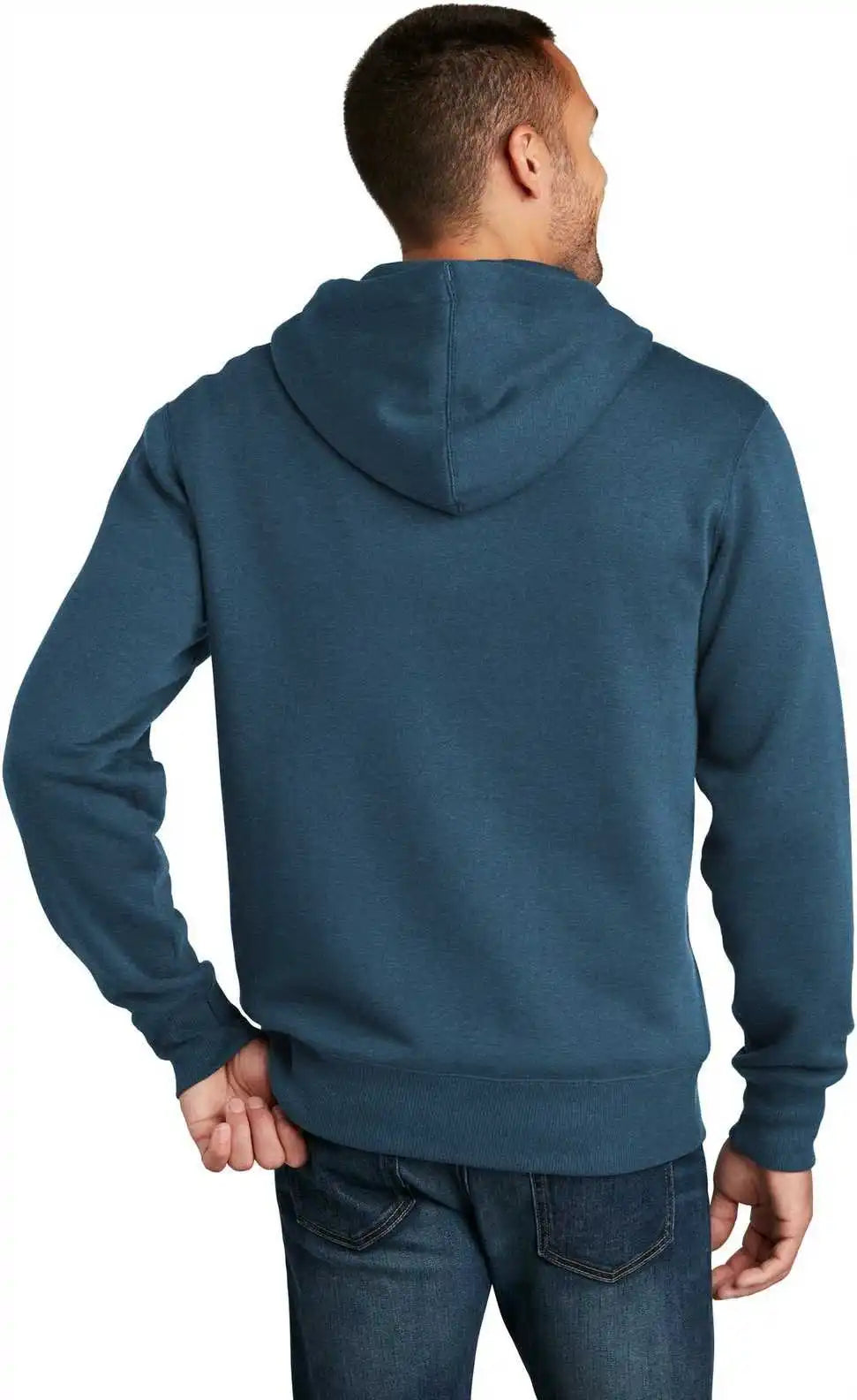 District Dt1103 Perfect Weight Fleece Full Zip Hoodie Heathered Poseidon Blue
