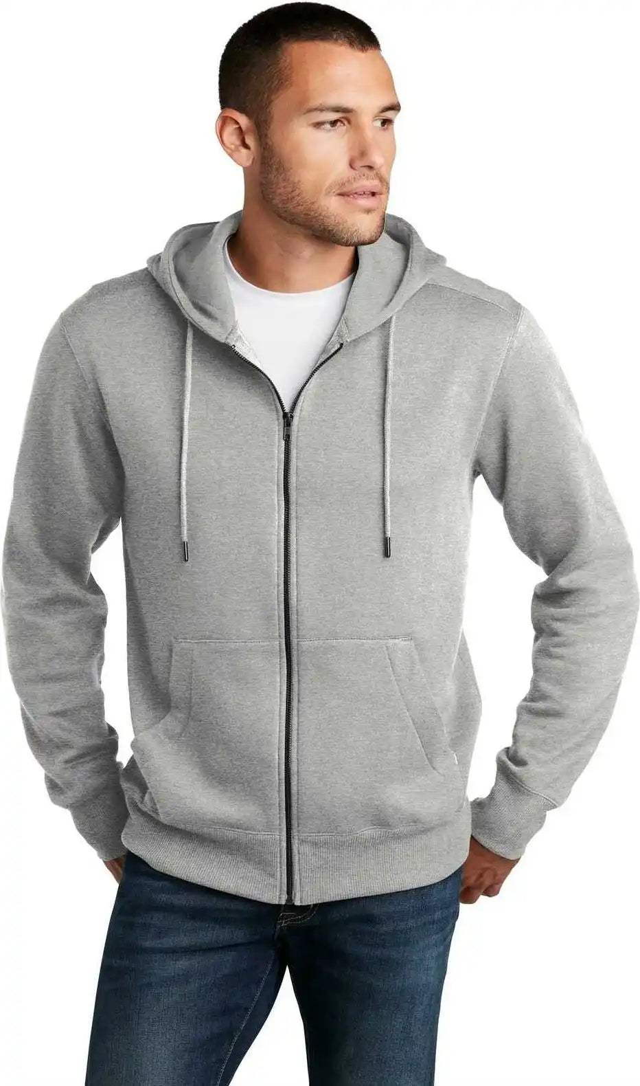 District Dt1103 Perfect Weight Fleece Full Zip Hoodie Heathered Steel