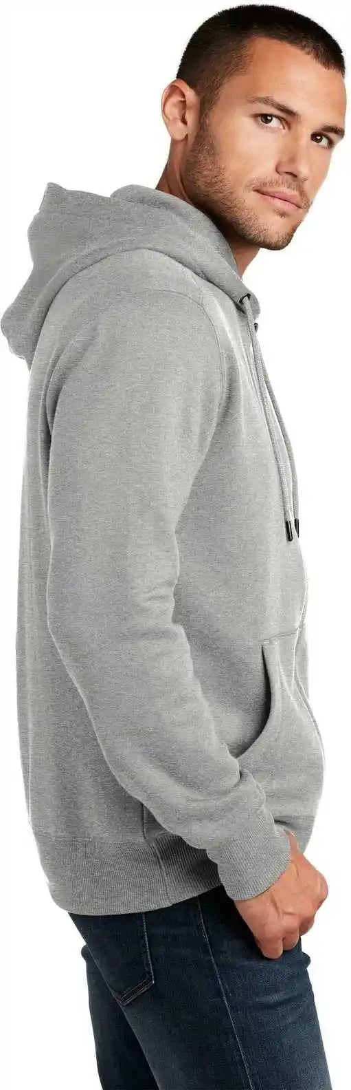 District Dt1103 Perfect Weight Fleece Full Zip Hoodie Heathered Steel