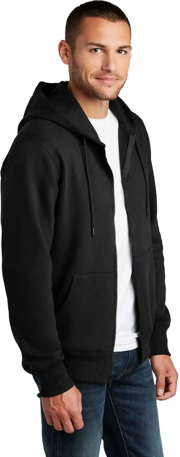 District Dt1103 Perfect Weight Fleece Full Zip Hoodie Jet Black