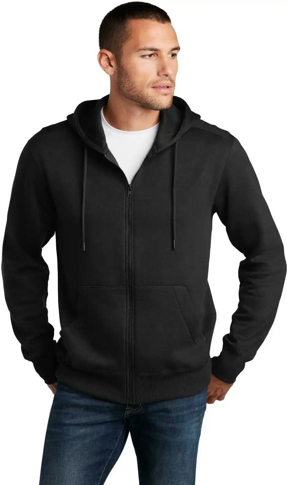 District Dt1103 Perfect Weight Fleece Full Zip Hoodie Jet Black