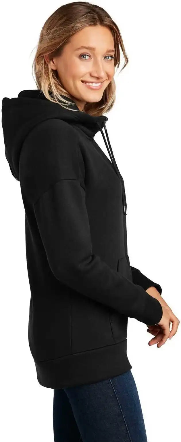 District Dt1104 Womens Perfect Weight Fleece Drop Shoulder Full Zip Hoodie Jet Black