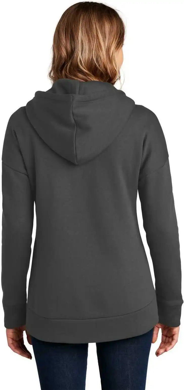 District Dt1104 Womens Perfect Weight Fleece Drop Shoulder Full Zip Hoodie Charcoal