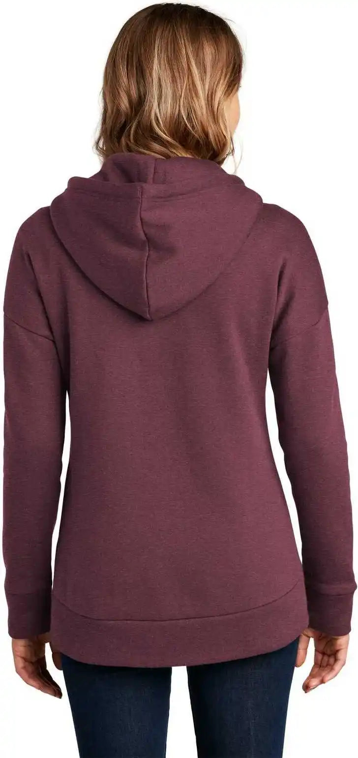 District Dt1104 Womens Perfect Weight Fleece Drop Shoulder Full-zip Hoodie - Heathered Loganberry