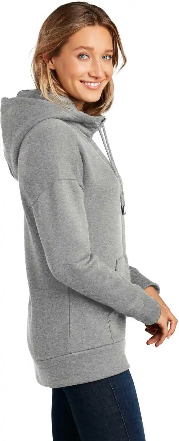 District Dt1104 Womens Perfect Weight Fleece Drop Shoulder Full Zip Hoodie Heathered Steel
