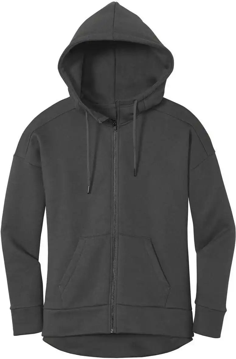 District Dt1104 Womens Perfect Weight Fleece Drop Shoulder Full Zip Hoodie Charcoal