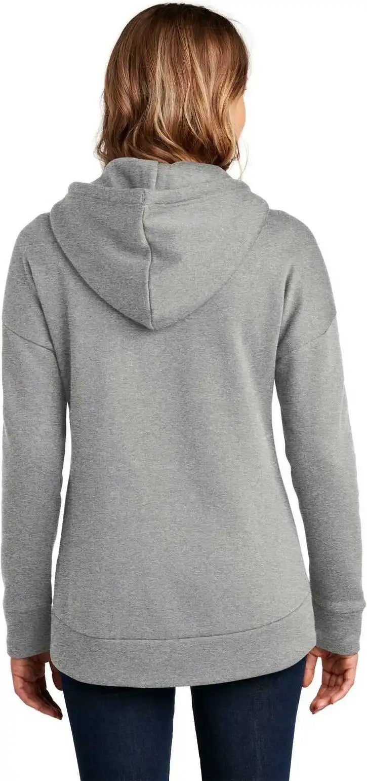 District Dt1104 Womens Perfect Weight Fleece Drop Shoulder Full Zip Hoodie Heathered Steel