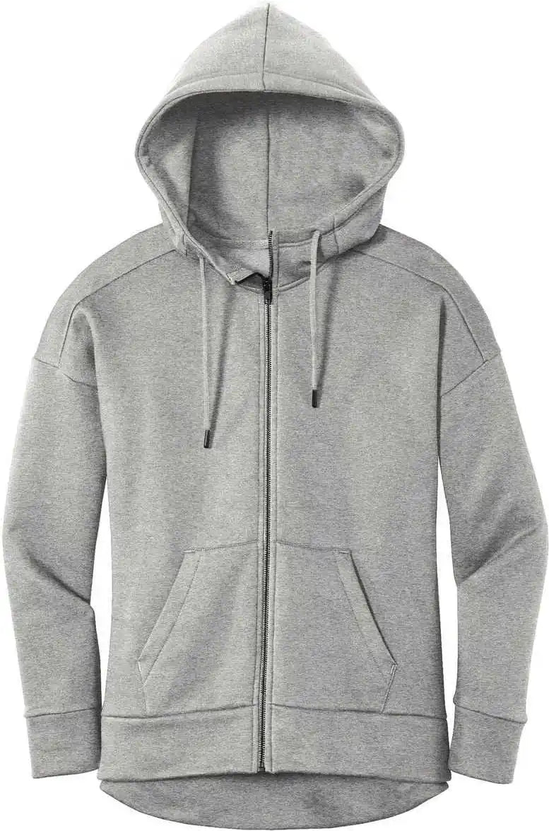 District Dt1104 Womens Perfect Weight Fleece Drop Shoulder Full Zip Hoodie Heathered Steel