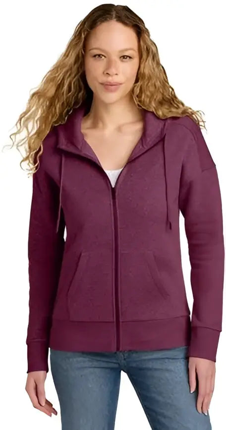 District Dt1104 Women’s Perfect Weight Fleece Drop Shoulder Full-zip Hoodie - Heathered Charcoal - Ladies Xs