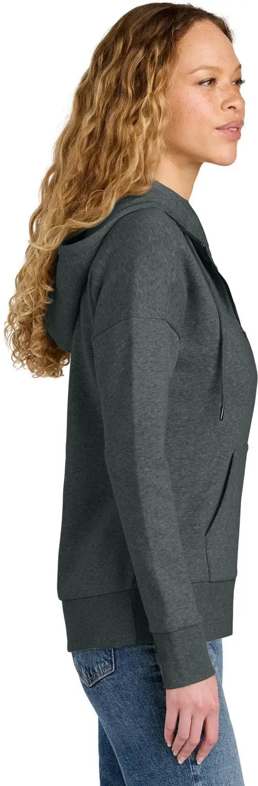 District Dt1104 Women’s Perfect Weight Fleece Drop Shoulder Full-zip Hoodie - Heathered Charcoal