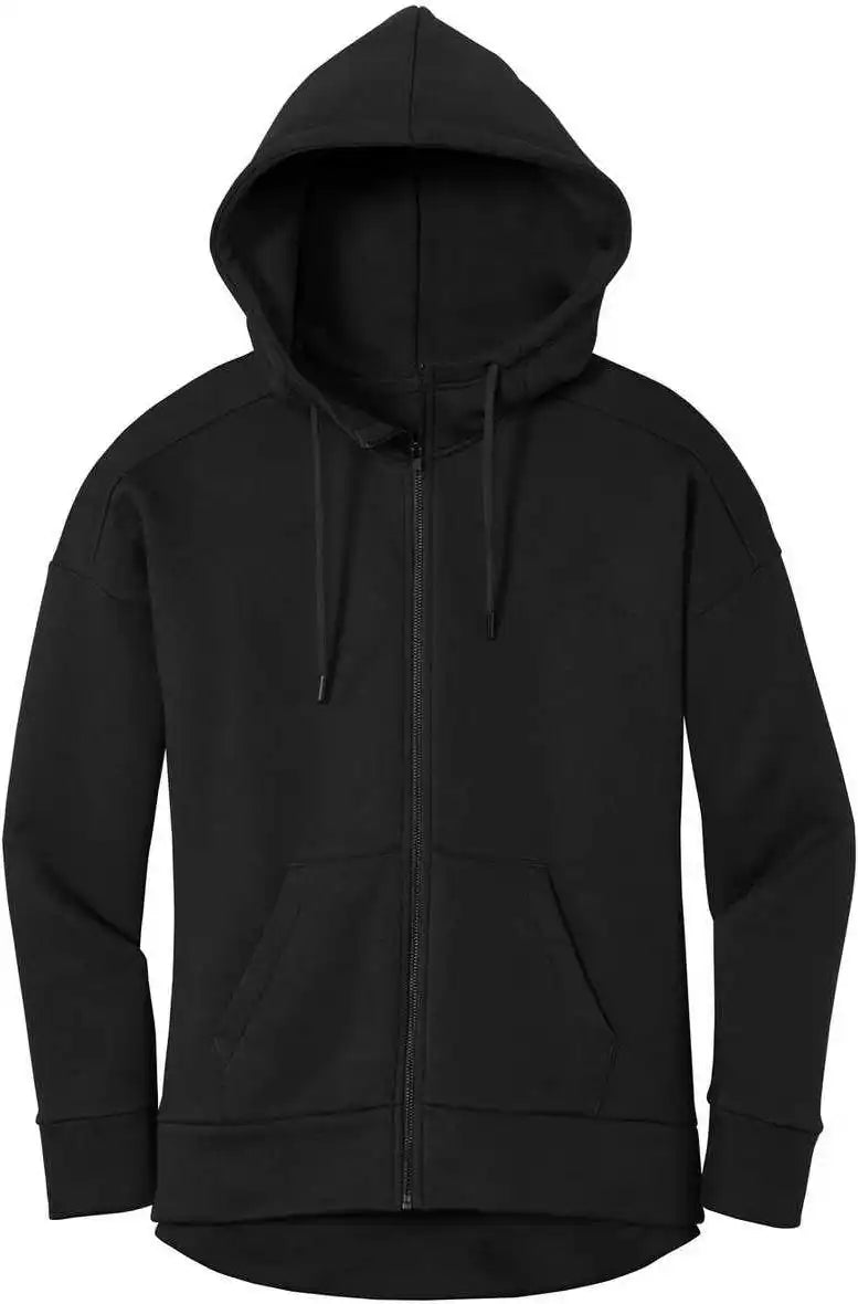 District Dt1104 Womens Perfect Weight Fleece Drop Shoulder Full Zip Hoodie Jet Black