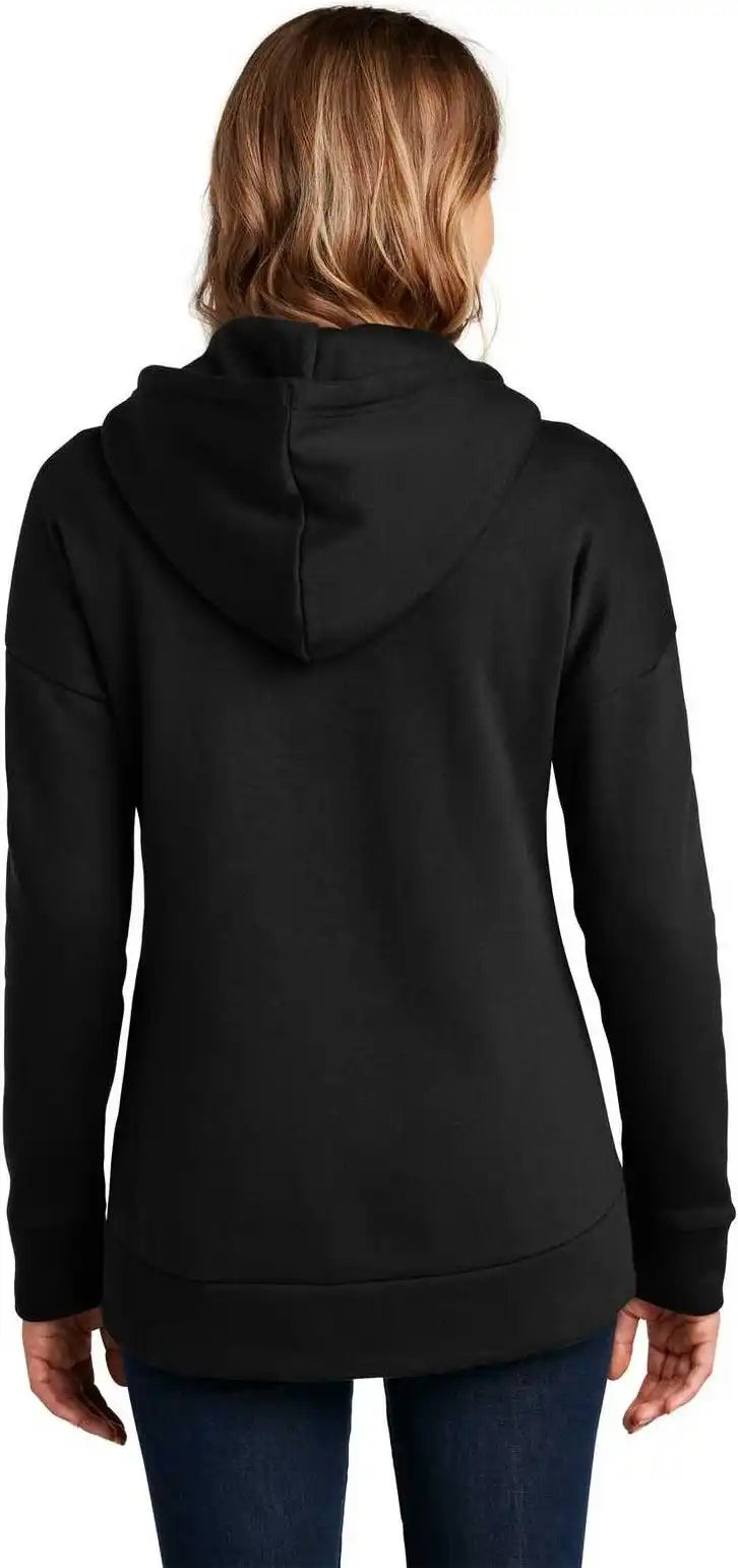 District Dt1104 Womens Perfect Weight Fleece Drop Shoulder Full Zip Hoodie Jet Black