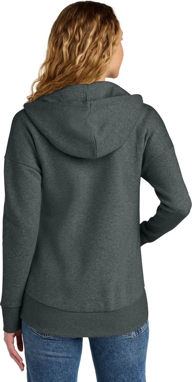 District Dt1104 Women’s Perfect Weight Fleece Drop Shoulder Full-zip Hoodie - Heathered Charcoal