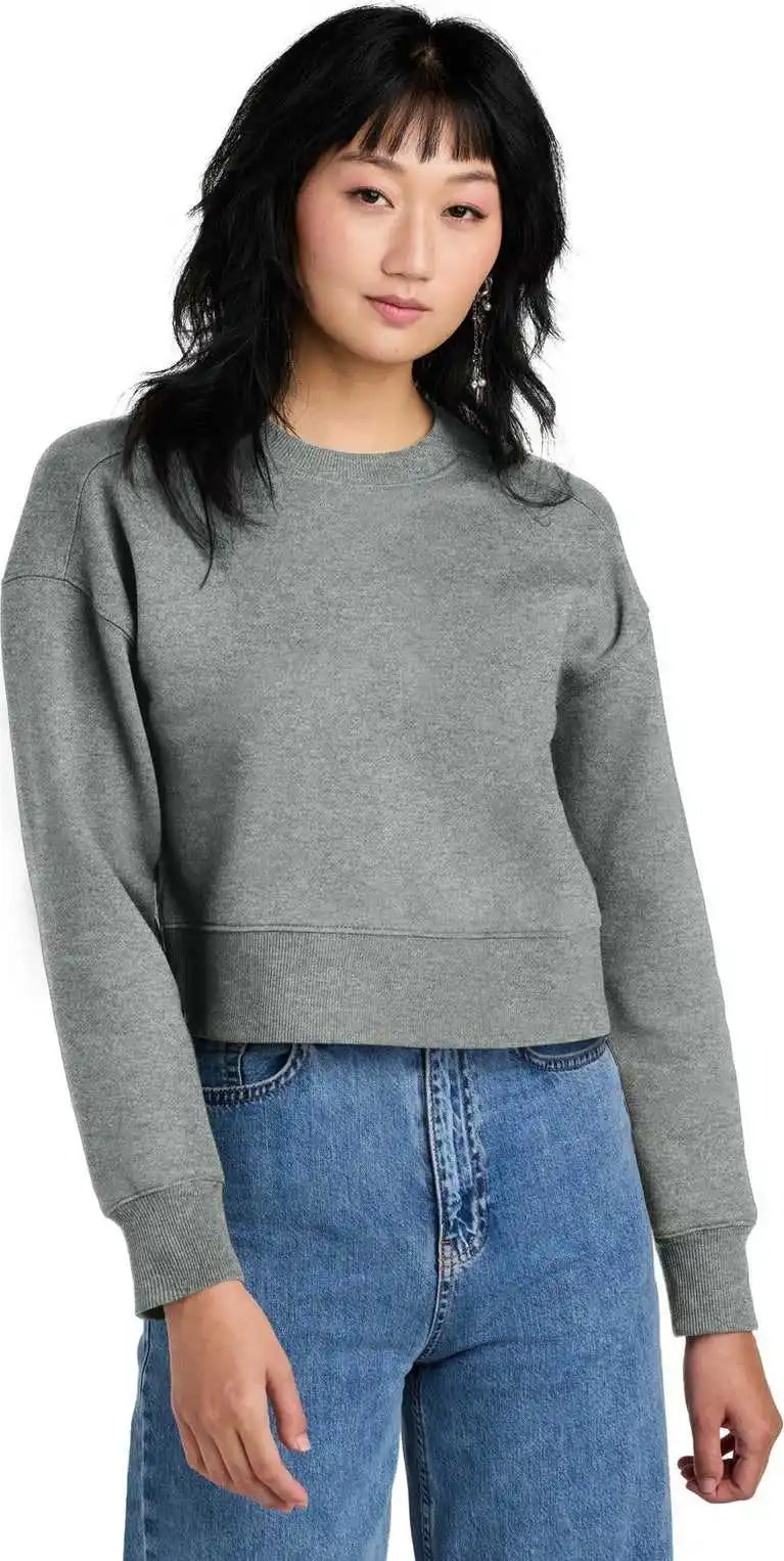 District Dt1105 Women’s Perfect Weight Fleece Cropped Crew - Htrdsteel