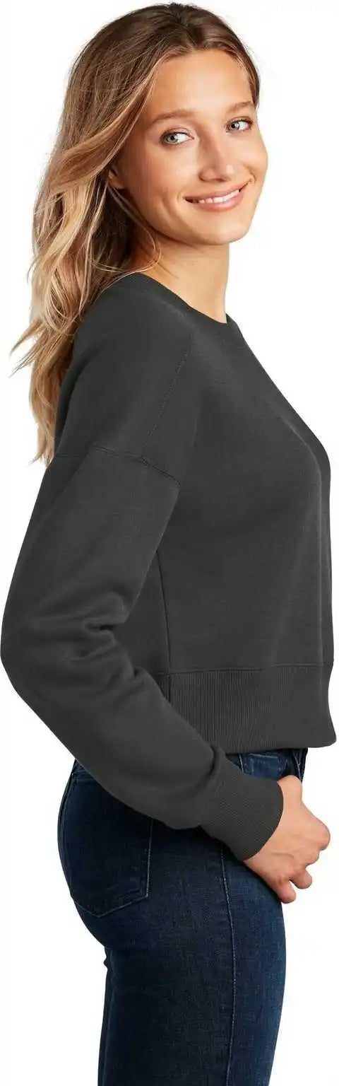 District Dt1105 Womens Perfect Weight Fleece Cropped Crew Charcoal