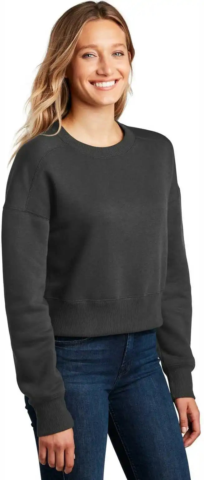 District Dt1105 Womens Perfect Weight Fleece Cropped Crew Charcoal