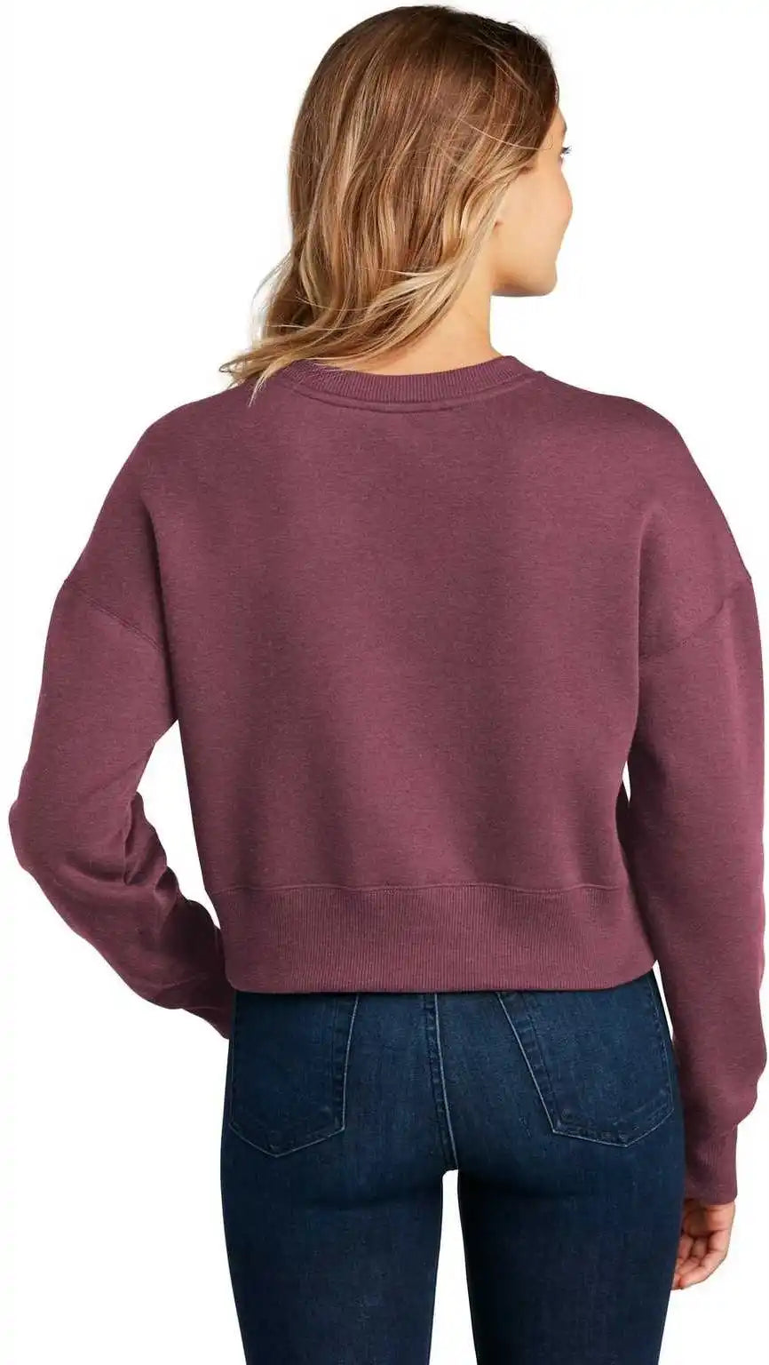 District Dt1105 Womens Perfect Weight Fleece Cropped Crew - Heathered Loganberry