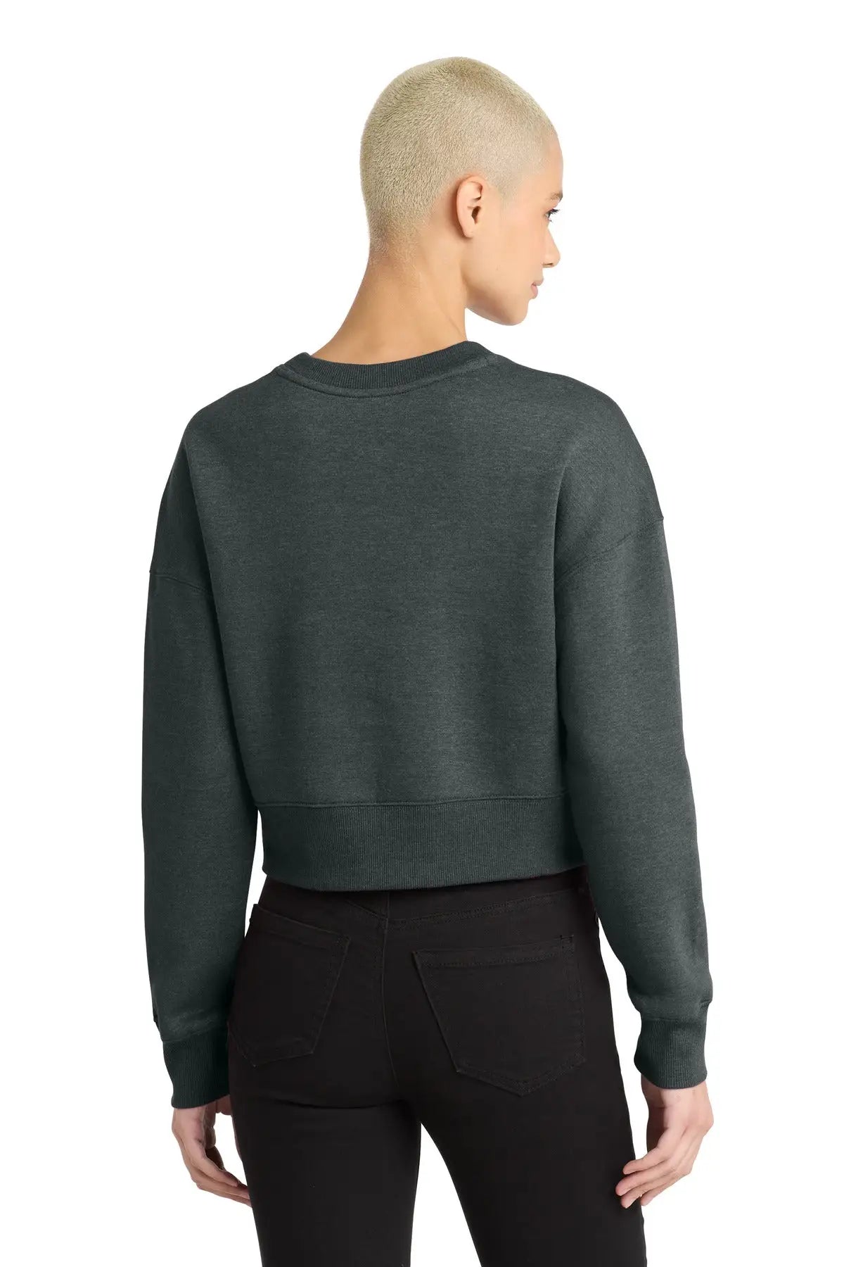 District Dt1105 Women’s Perfect Weight Fleece Cropped Crew - Heathered Charcoal
