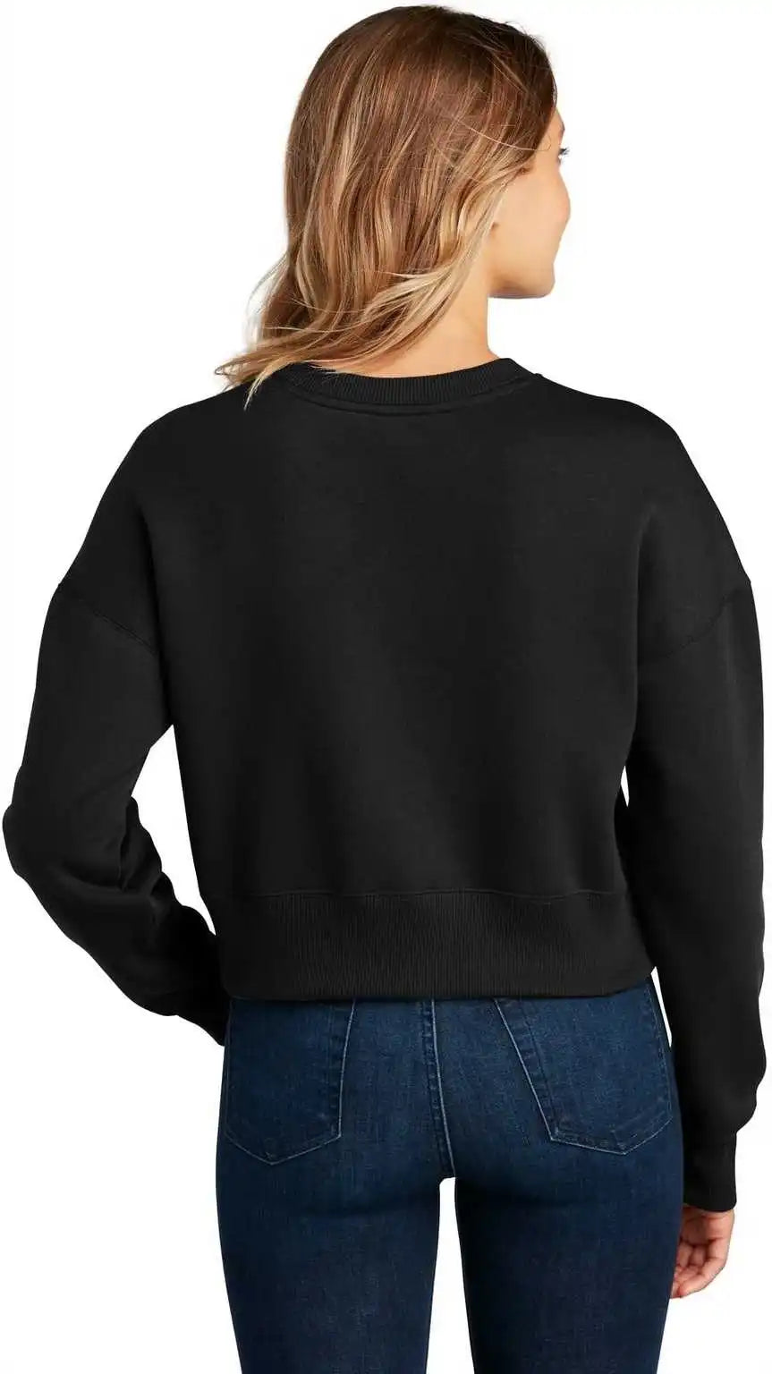 District Dt1105 Womens Perfect Weight Fleece Cropped Crew Jet Black