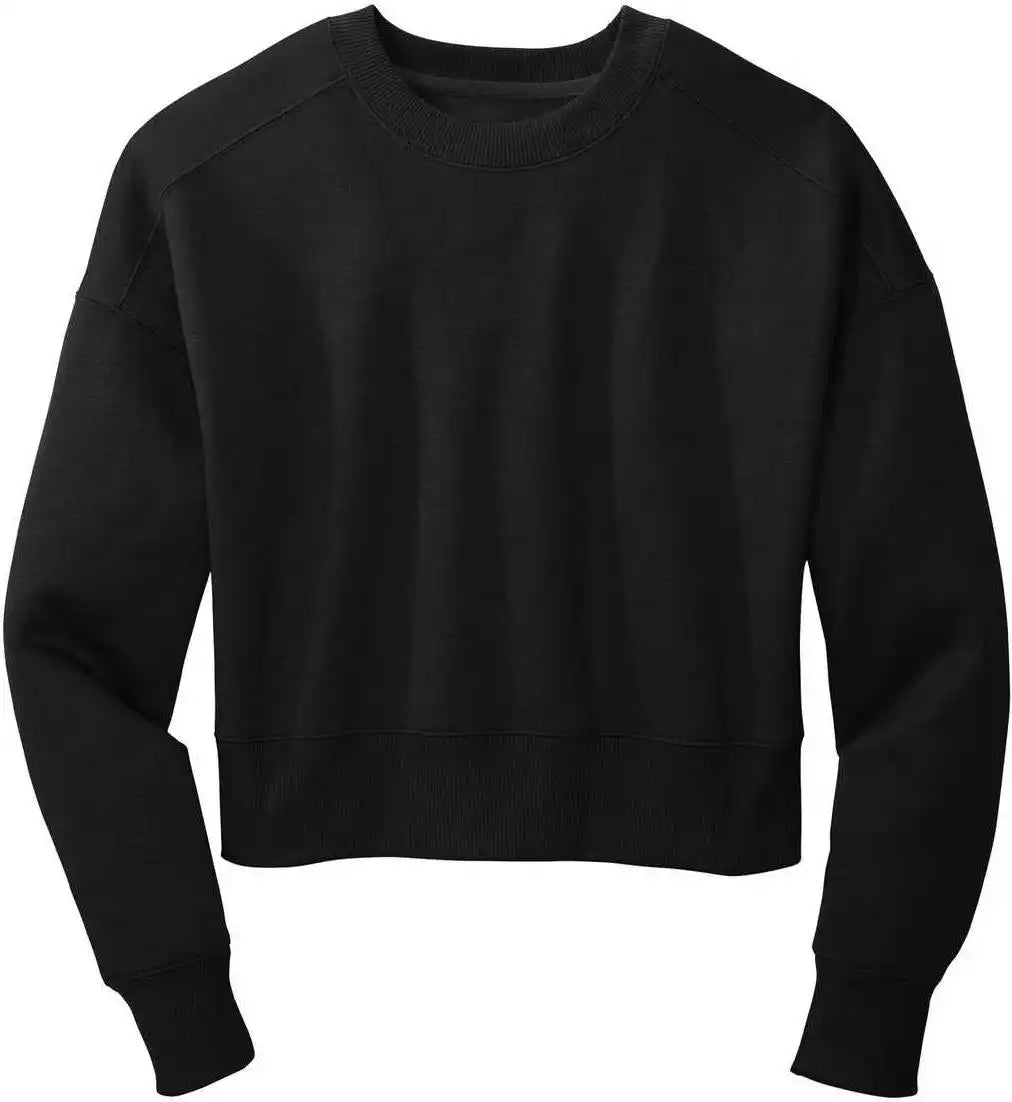 District Dt1105 Womens Perfect Weight Fleece Cropped Crew Jet Black