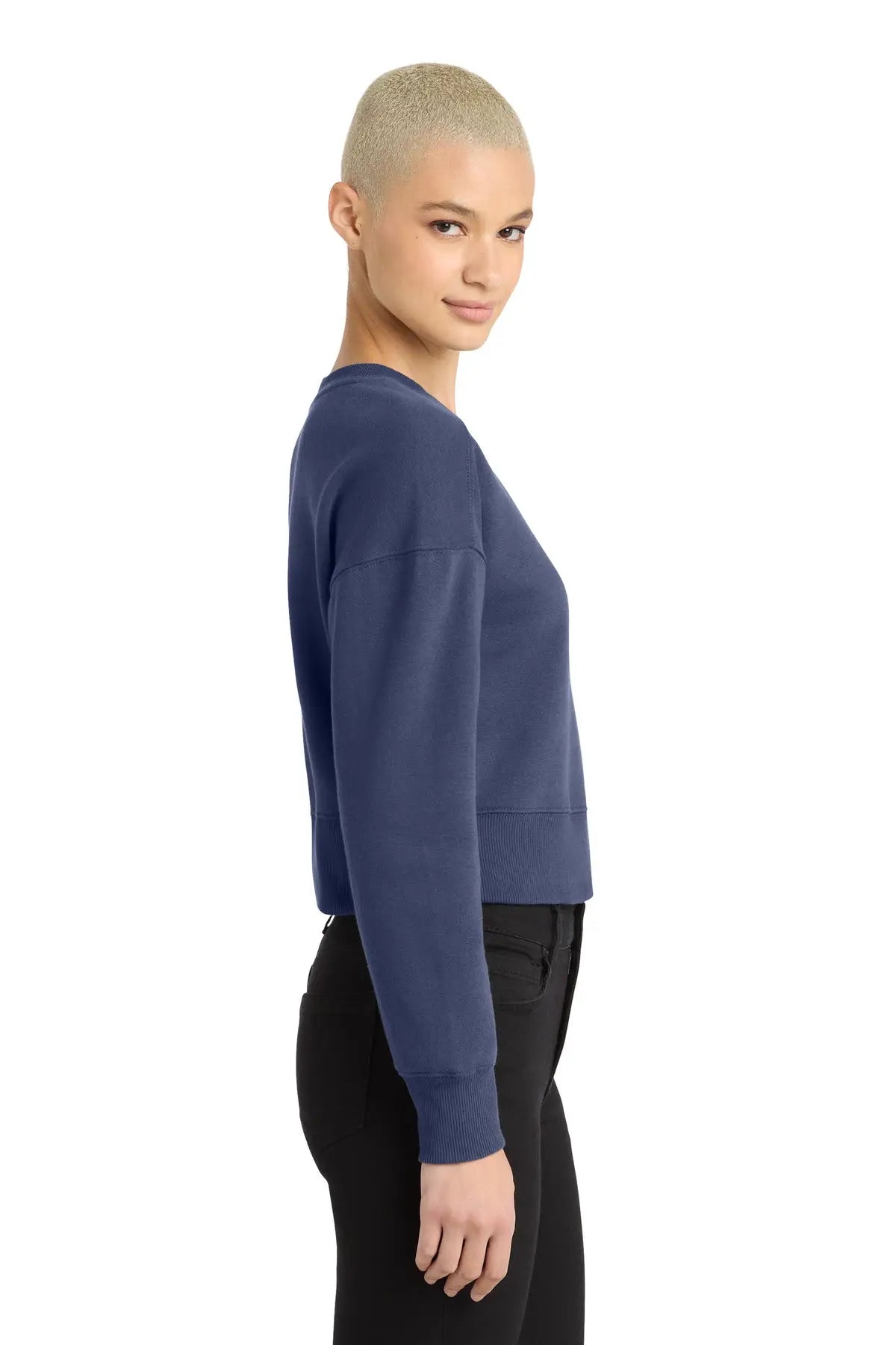District Dt1105 Women’s Perfect Weight Fleece Cropped Crew - Tanzanite