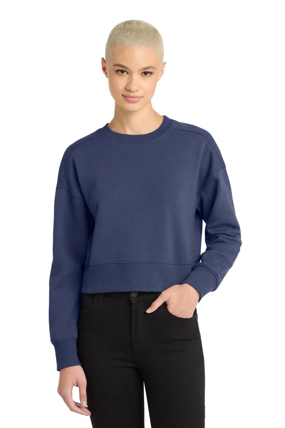 District Dt1105 Women’s Perfect Weight Fleece Cropped Crew - Tanzanite - Ladies Xs