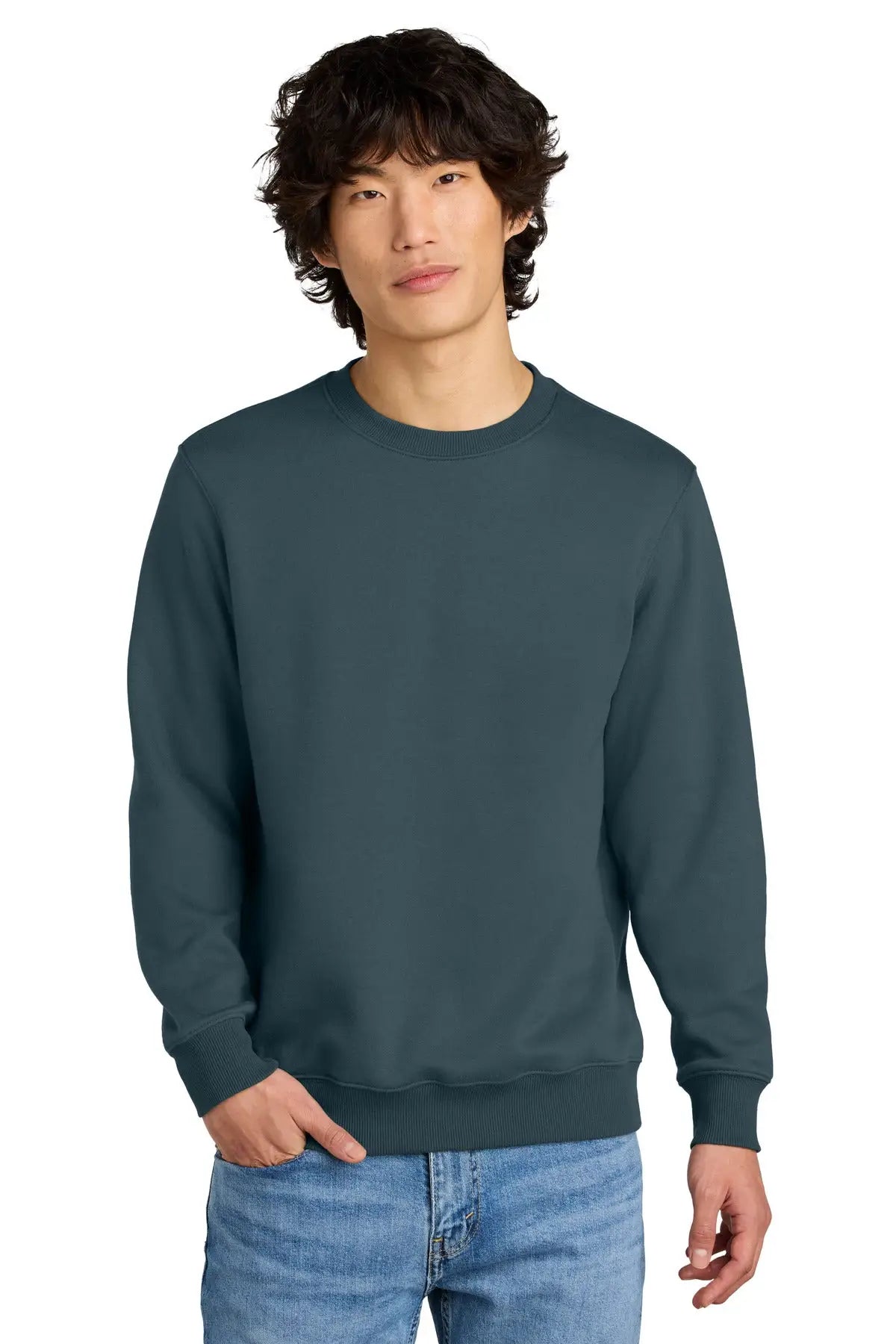 District Dt1106 Perfect Weight Fleece Crew - Deep Steel Blue