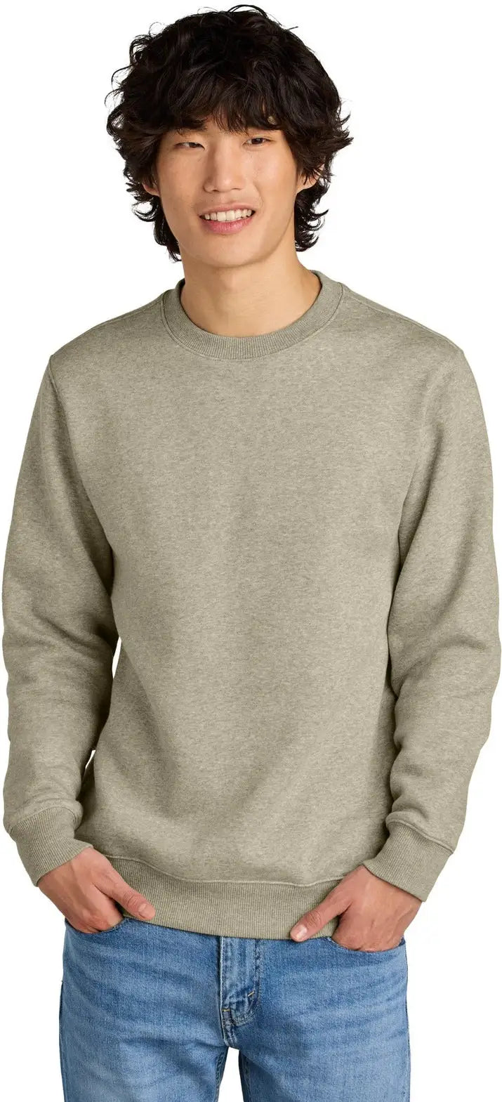 District Dt1106 Perfect Weight Fleece Crew - Heathered Latte