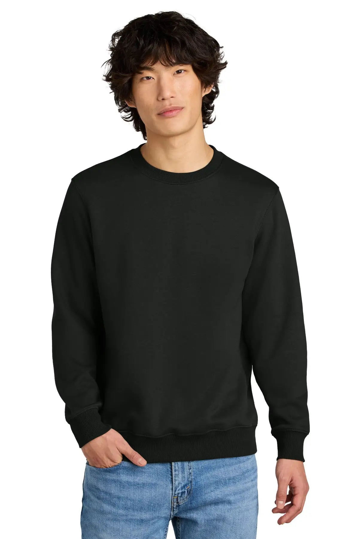 District Dt1106 Perfect Weight Fleece Crew - Jet Black - Adult Xs