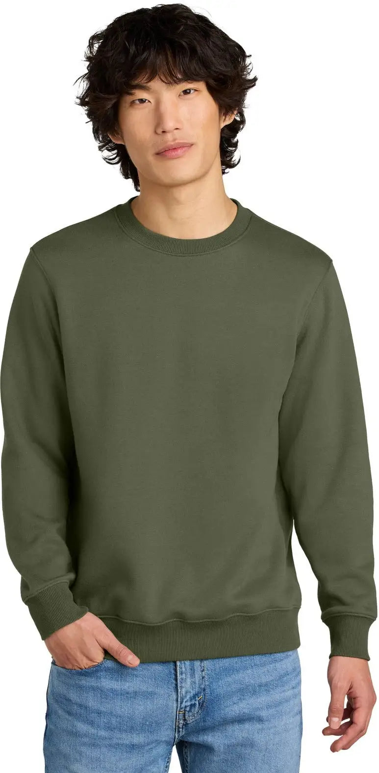 District Dt1106 Perfect Weight Fleece Crew - Military Green