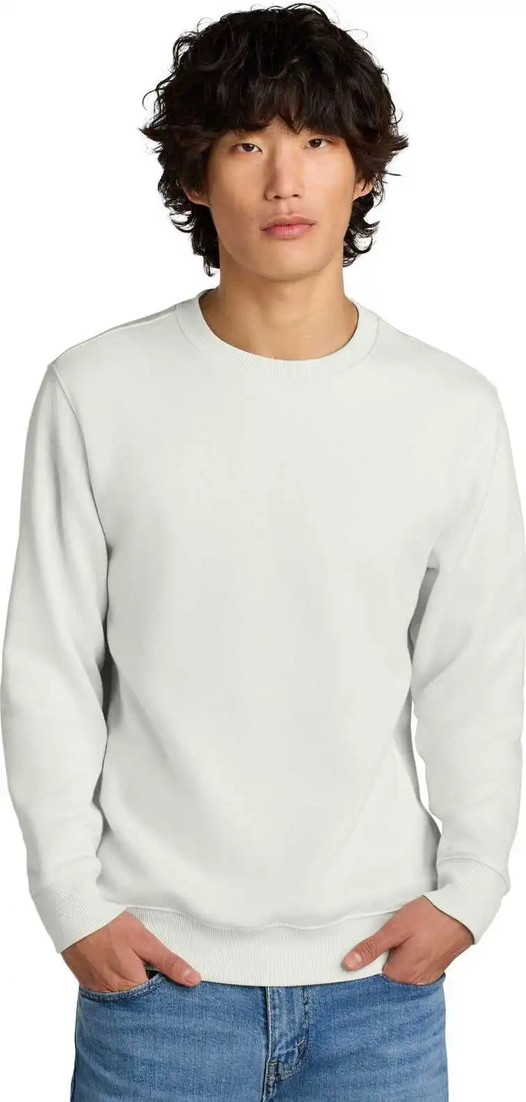 District Dt1106 Perfect Weight Fleece Crew Whiteonyx