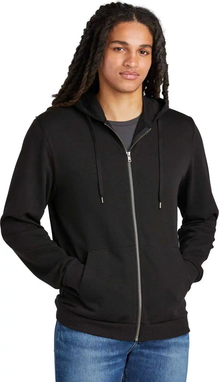 District Dt1302 Perfect Tri Fleece Full-zip Hoodie - Black