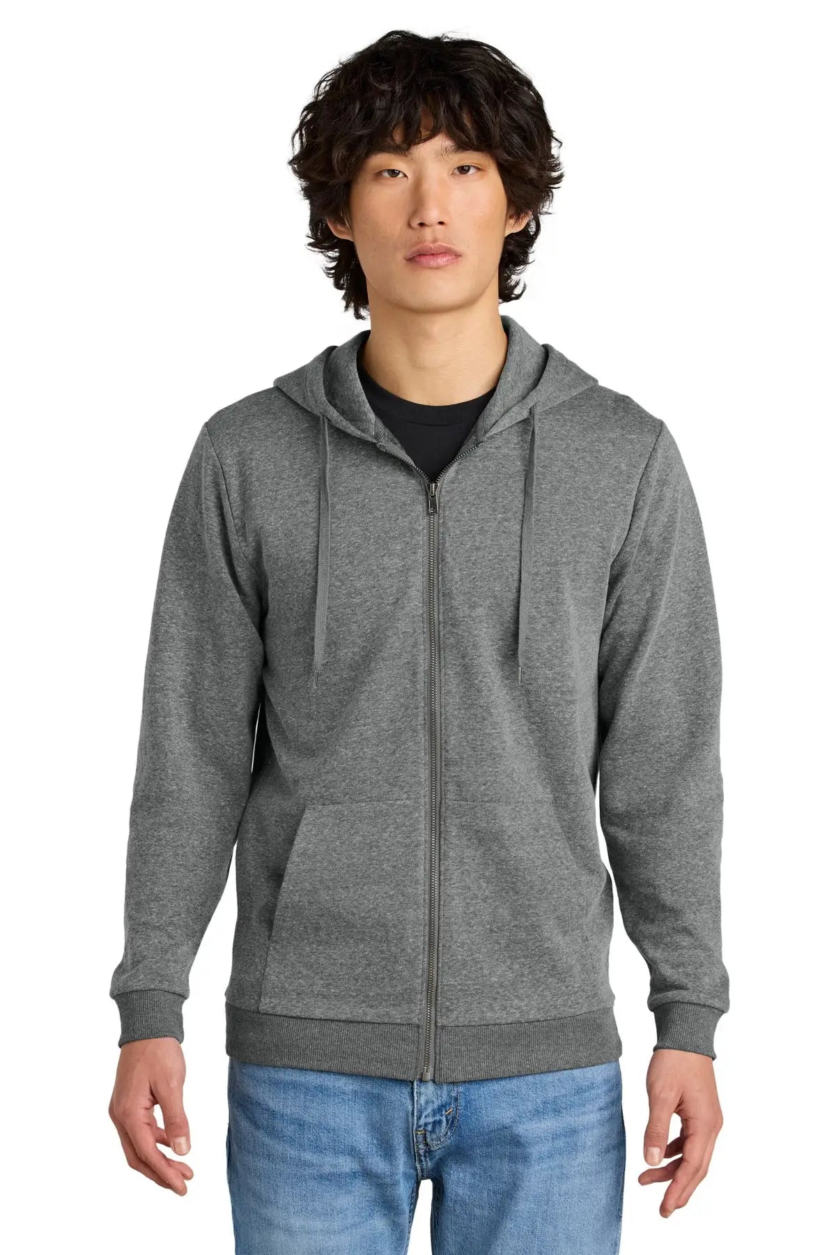 District Dt1302 Perfect Tri Fleece Full-zip Hoodie - Gray Frost - Adult Xs