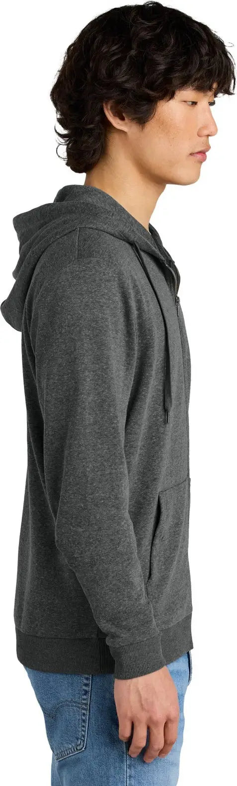 District Dt1302 Perfect Tri Fleece Full-zip Hoodie - Heathered Charcoal