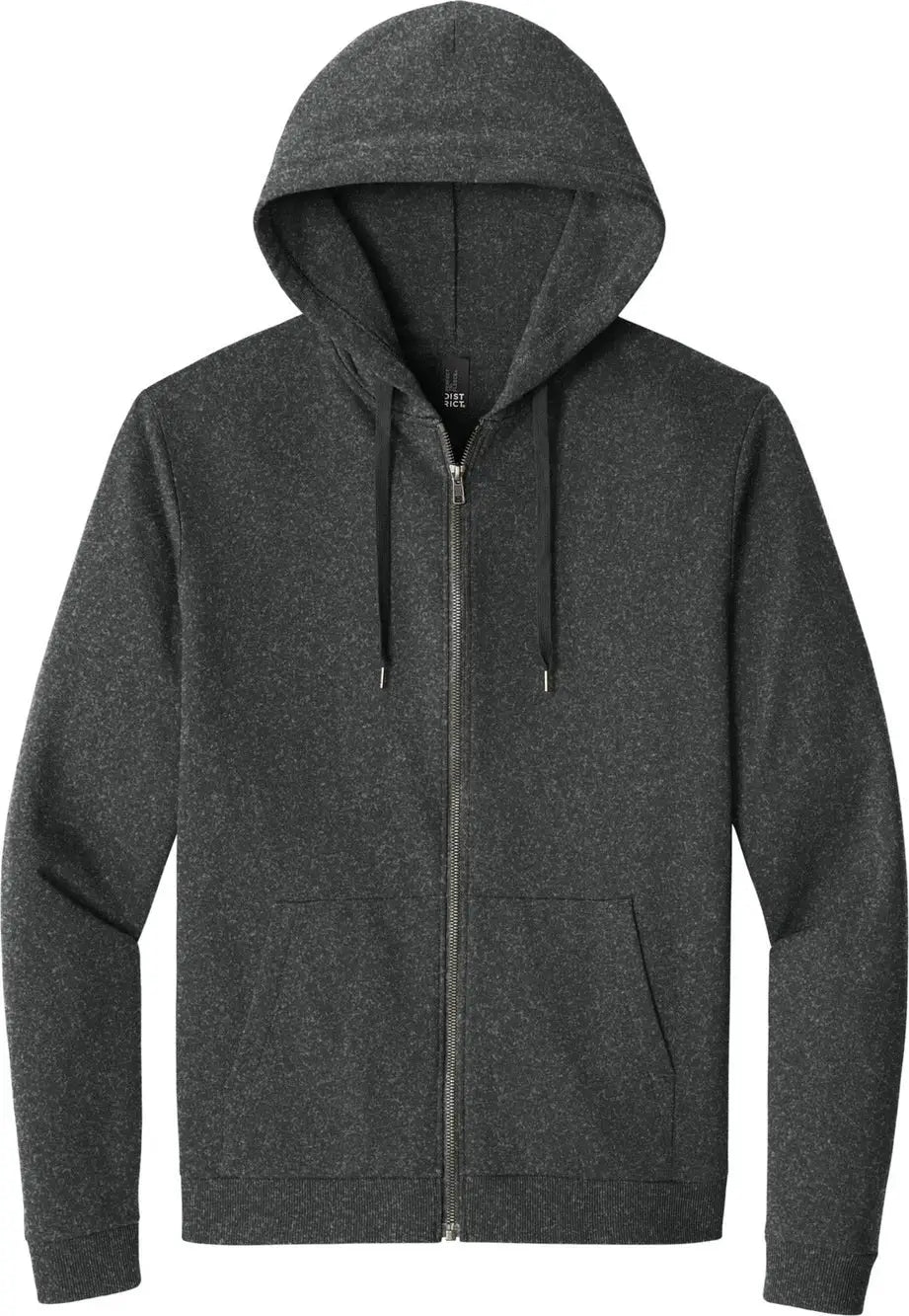District Dt1302 Perfect Tri Fleece Full-zip Hoodie - Heathered Charcoal