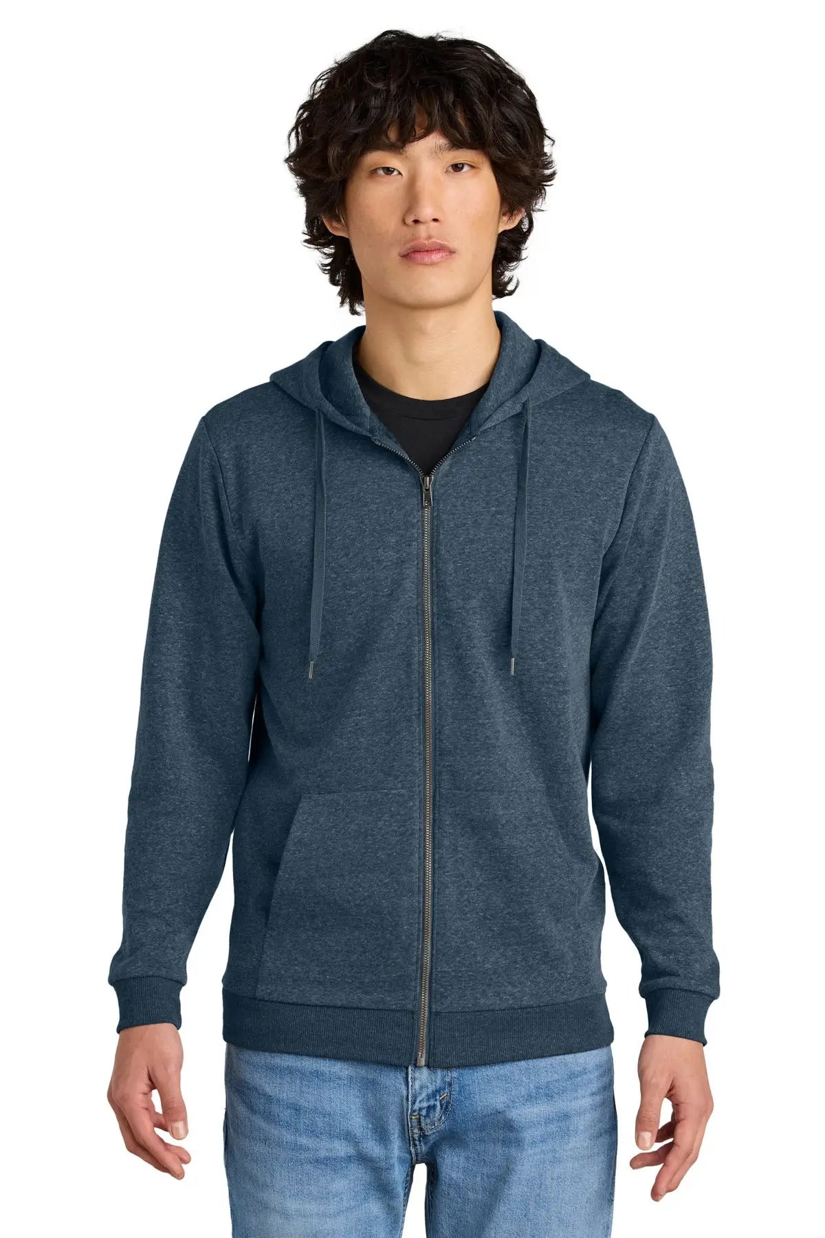 District Dt1302 Perfect Tri Fleece Full-zip Hoodie - Navy Frost