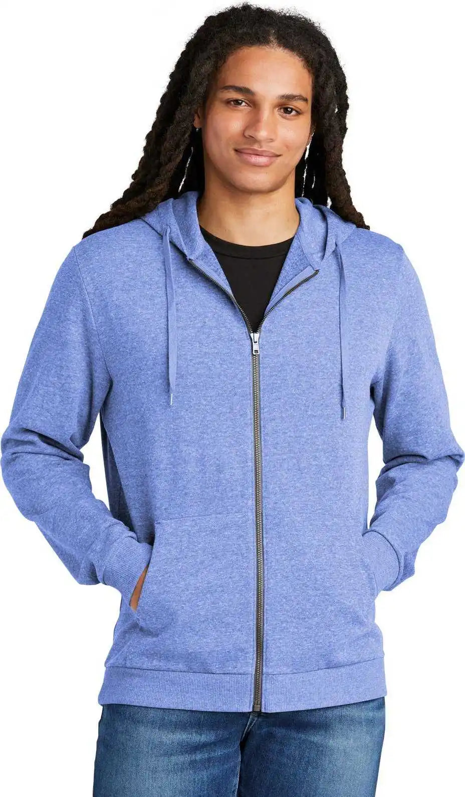 District Dt1302 Perfect Tri Fleece Full-zip Hoodie - Royal Frost
