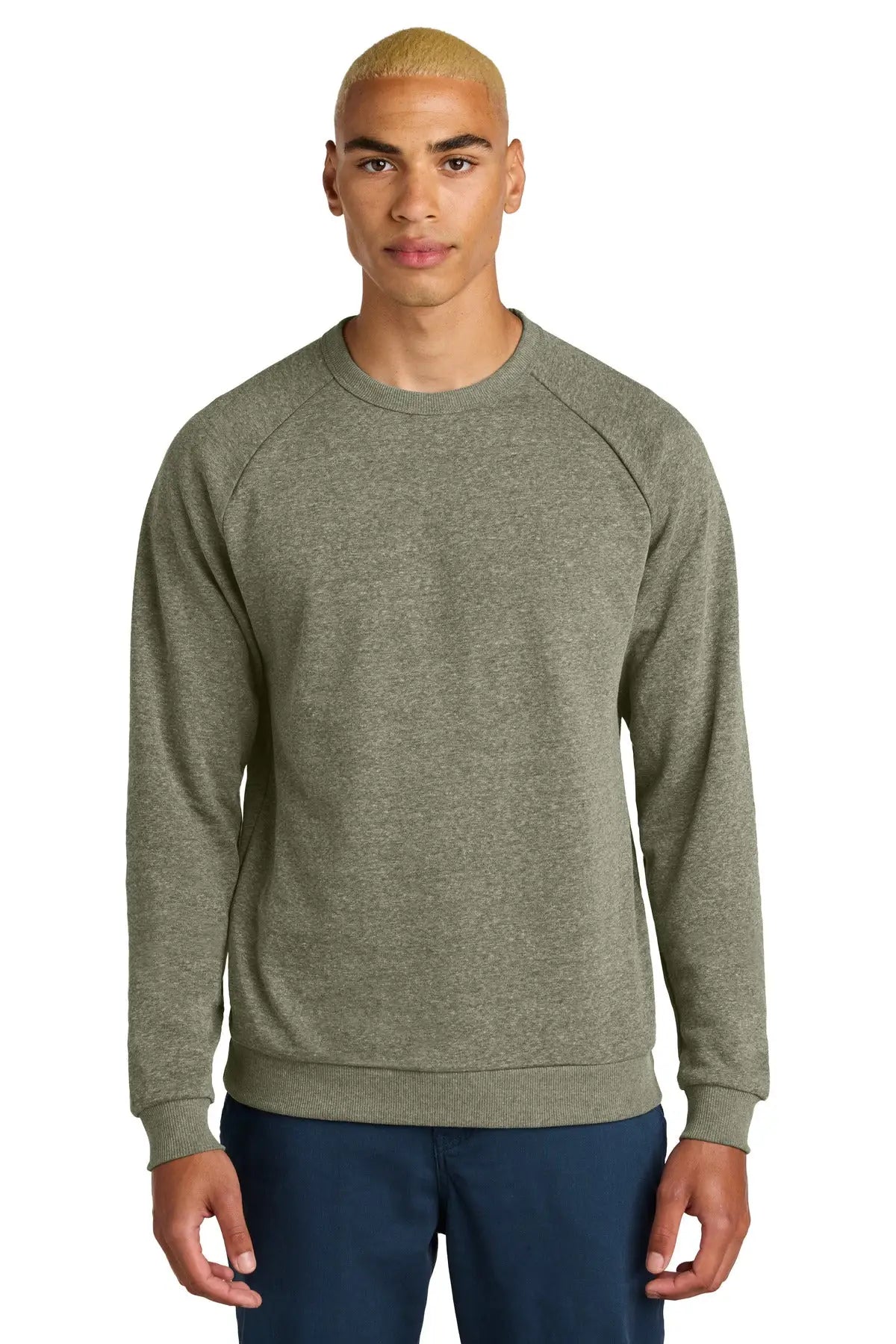 District Dt1304 Perfect Tri Fleece Crewneck Sweatshirt - Military Green Frost - Adult Xs