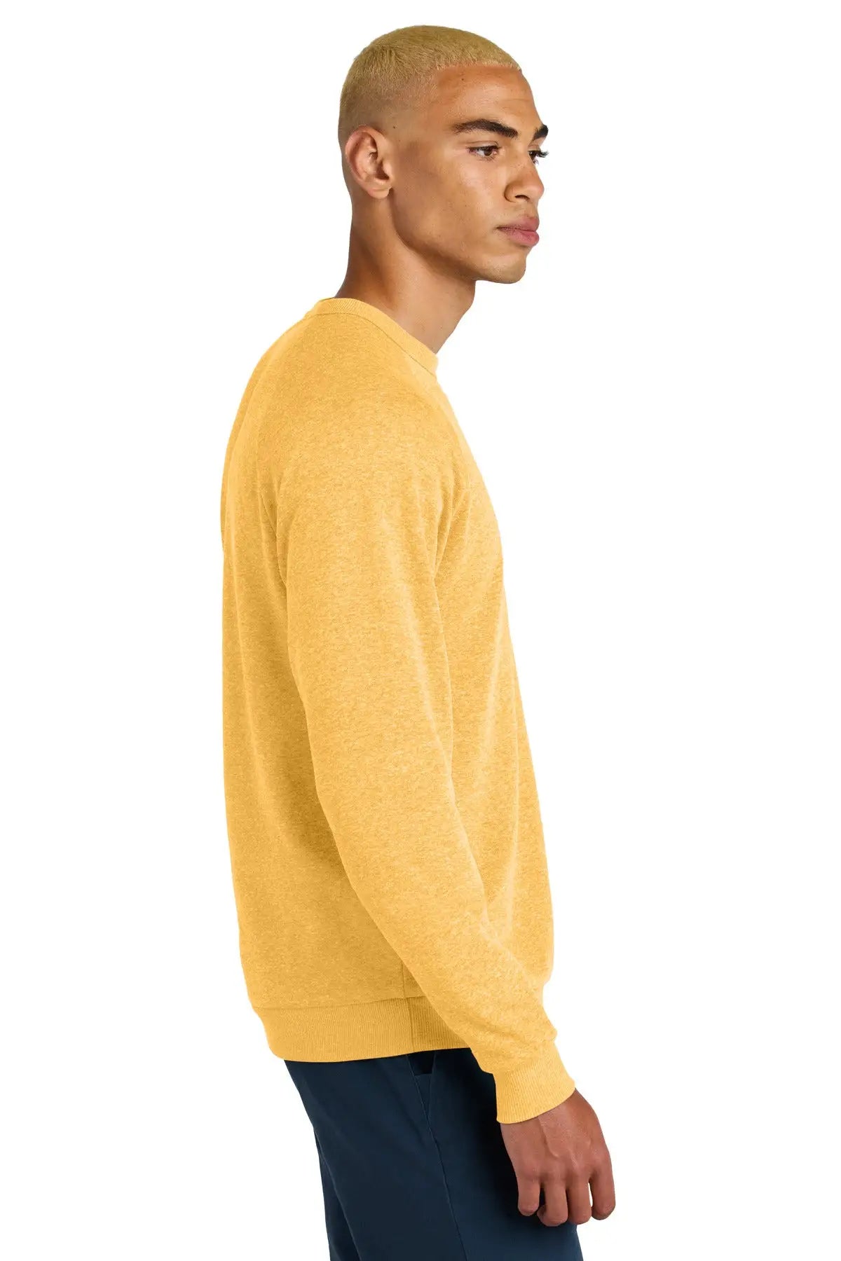 District Dt1304 Perfect Tri Fleece Crewneck Sweatshirt - Ochre Yellow Heather