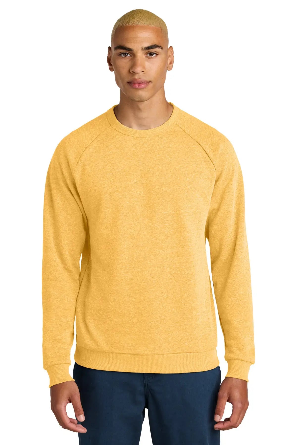 District Dt1304 Perfect Tri Fleece Crewneck Sweatshirt - Ochre Yellow Heather - Adult Xs
