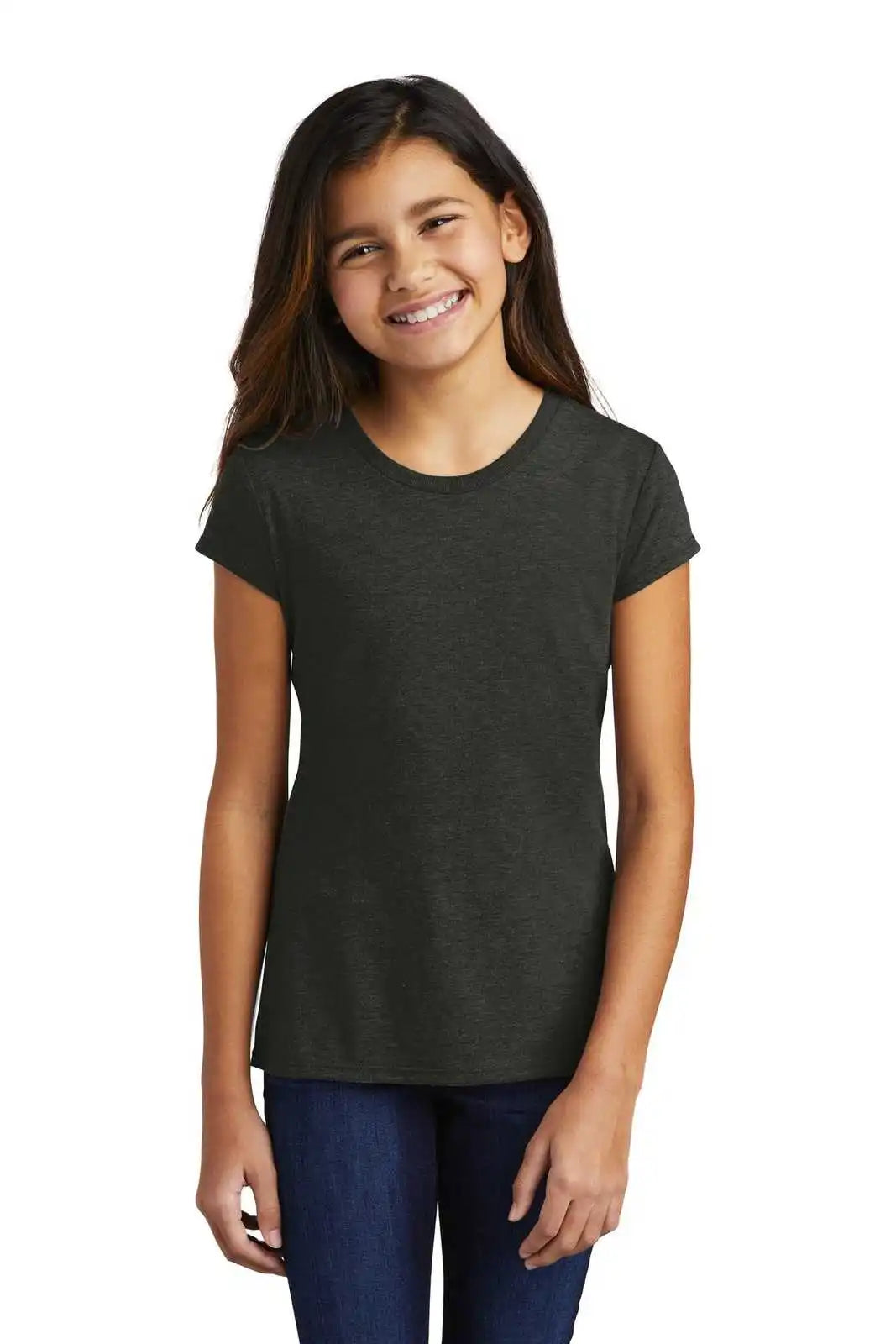 District Dt130yg Girls Perfect Tri Tee - Black Frost