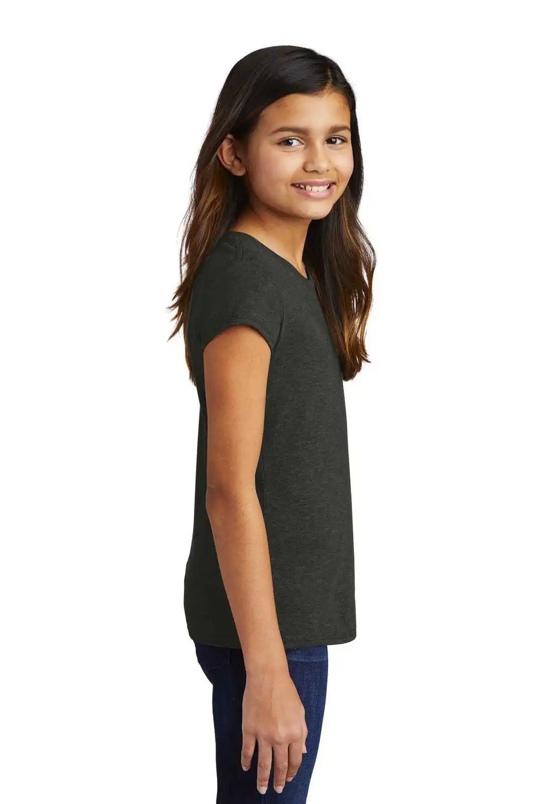 District Dt130yg Girls Perfect Tri Tee - Black Frost