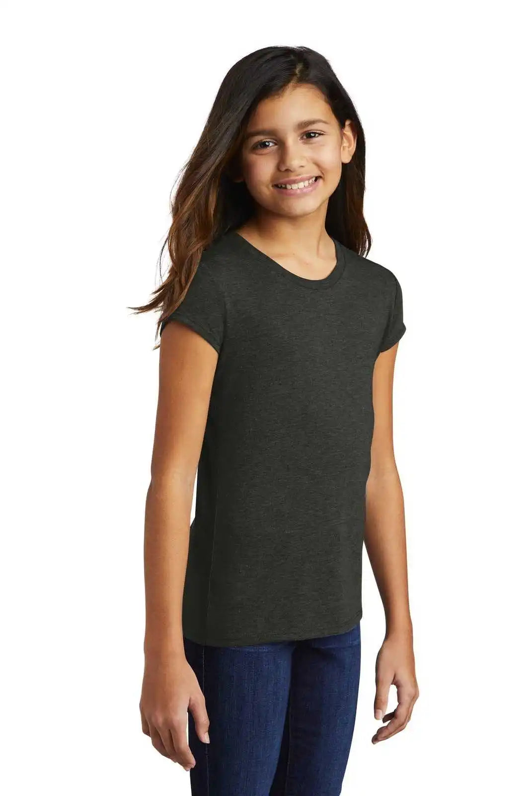 District Dt130yg Girls Perfect Tri Tee - Black Frost