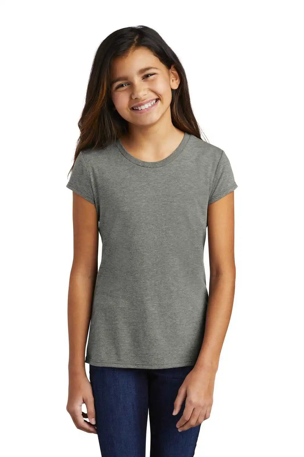 District Dt130yg Girls Perfect Tri Tee - Gray Frost