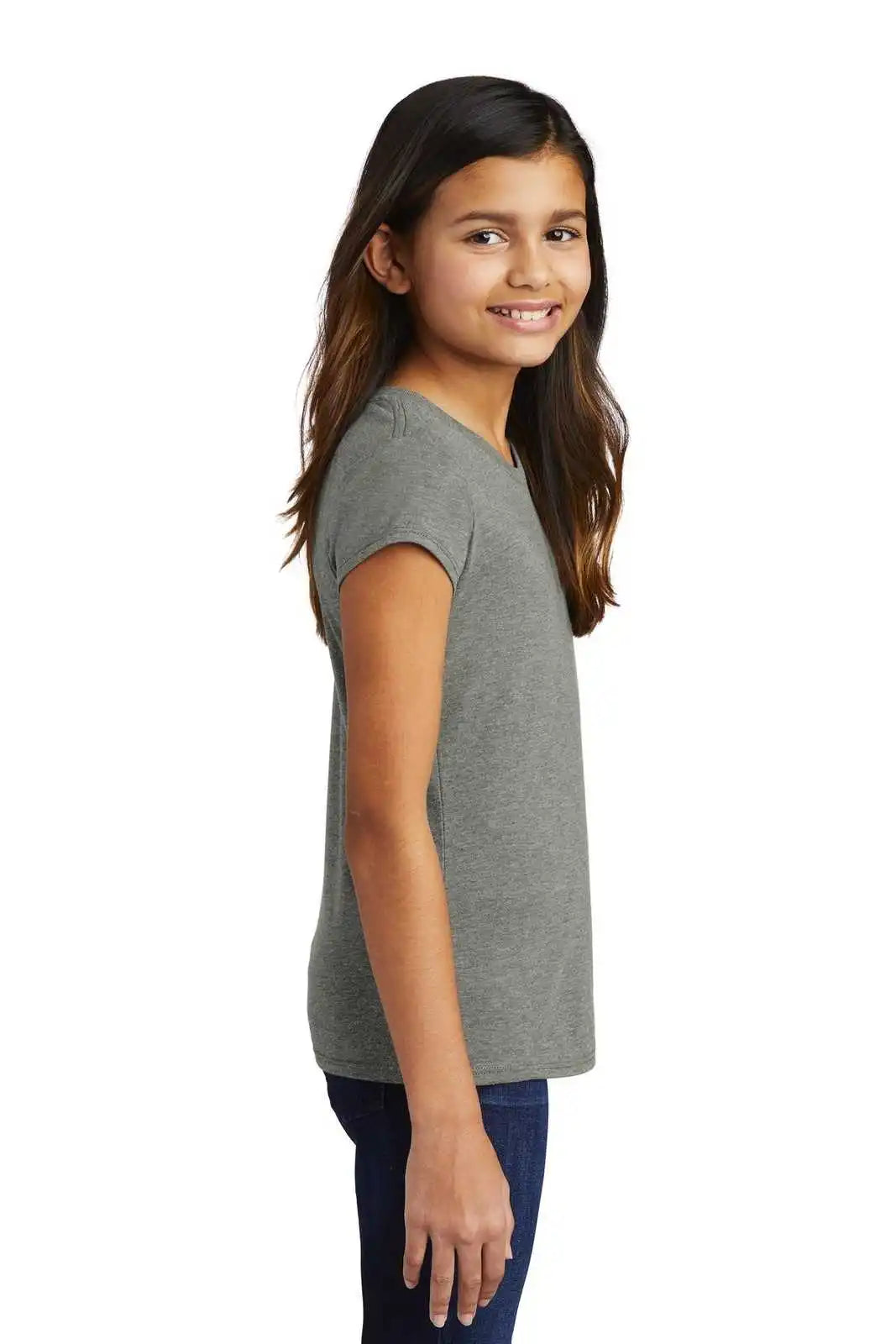 District Dt130yg Girls Perfect Tri Tee - Gray Frost