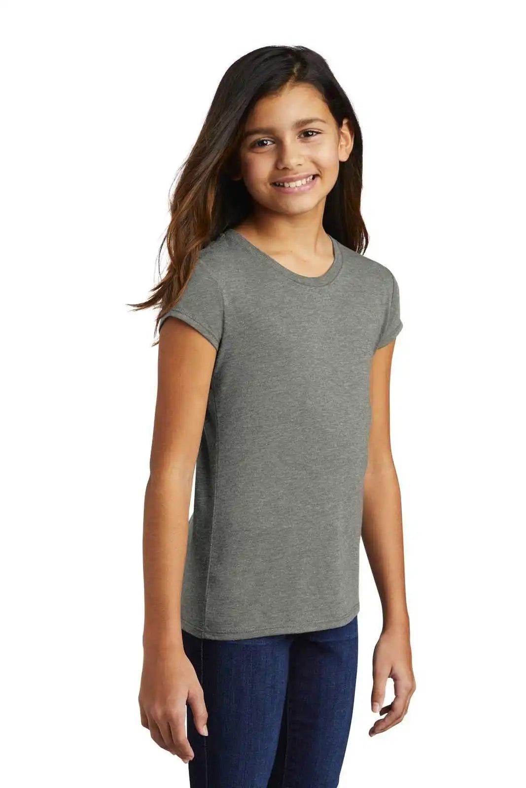 District Dt130yg Girls Perfect Tri Tee - Gray Frost