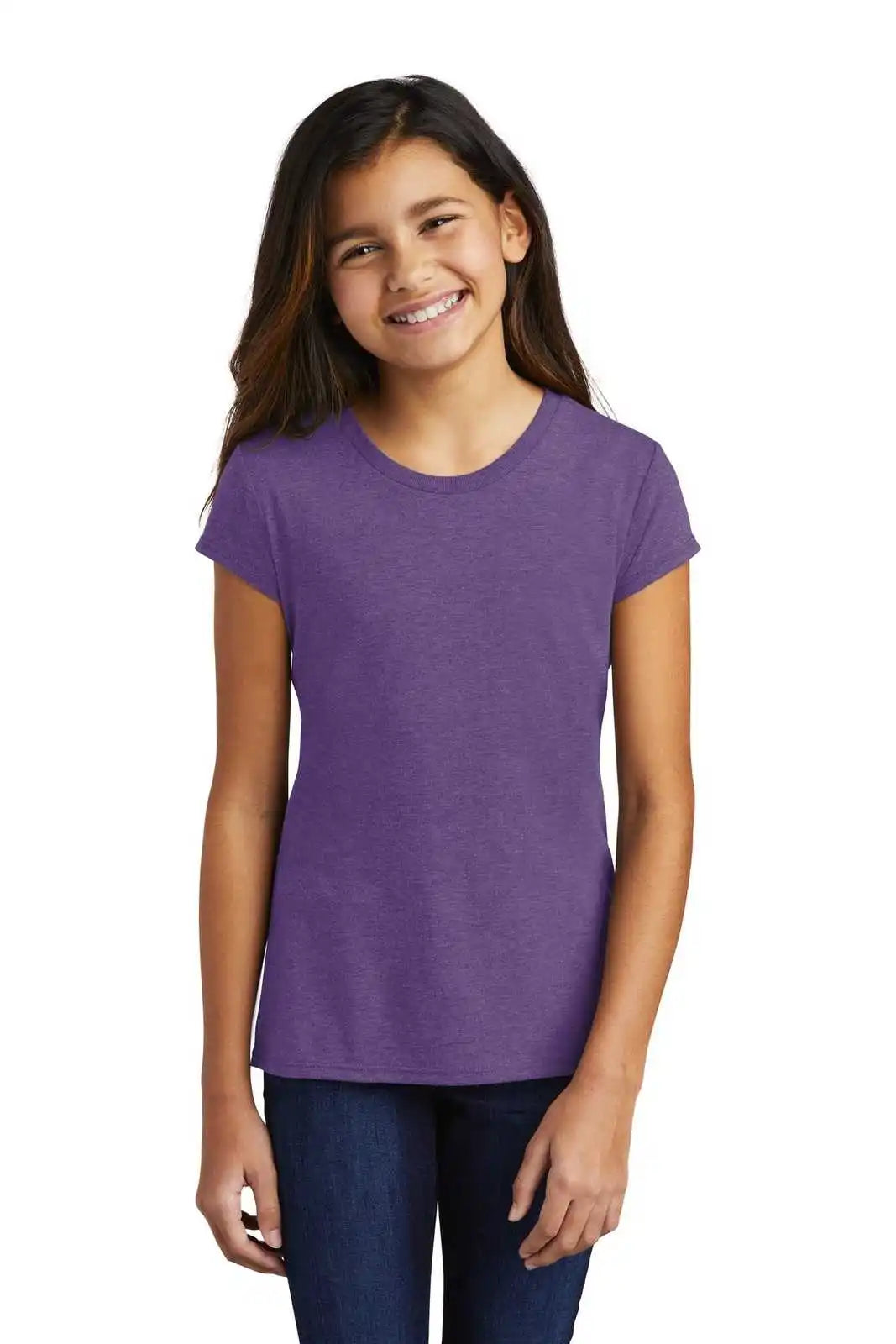 District Dt130yg Girls Perfect Tri Tee - Purple Frost
