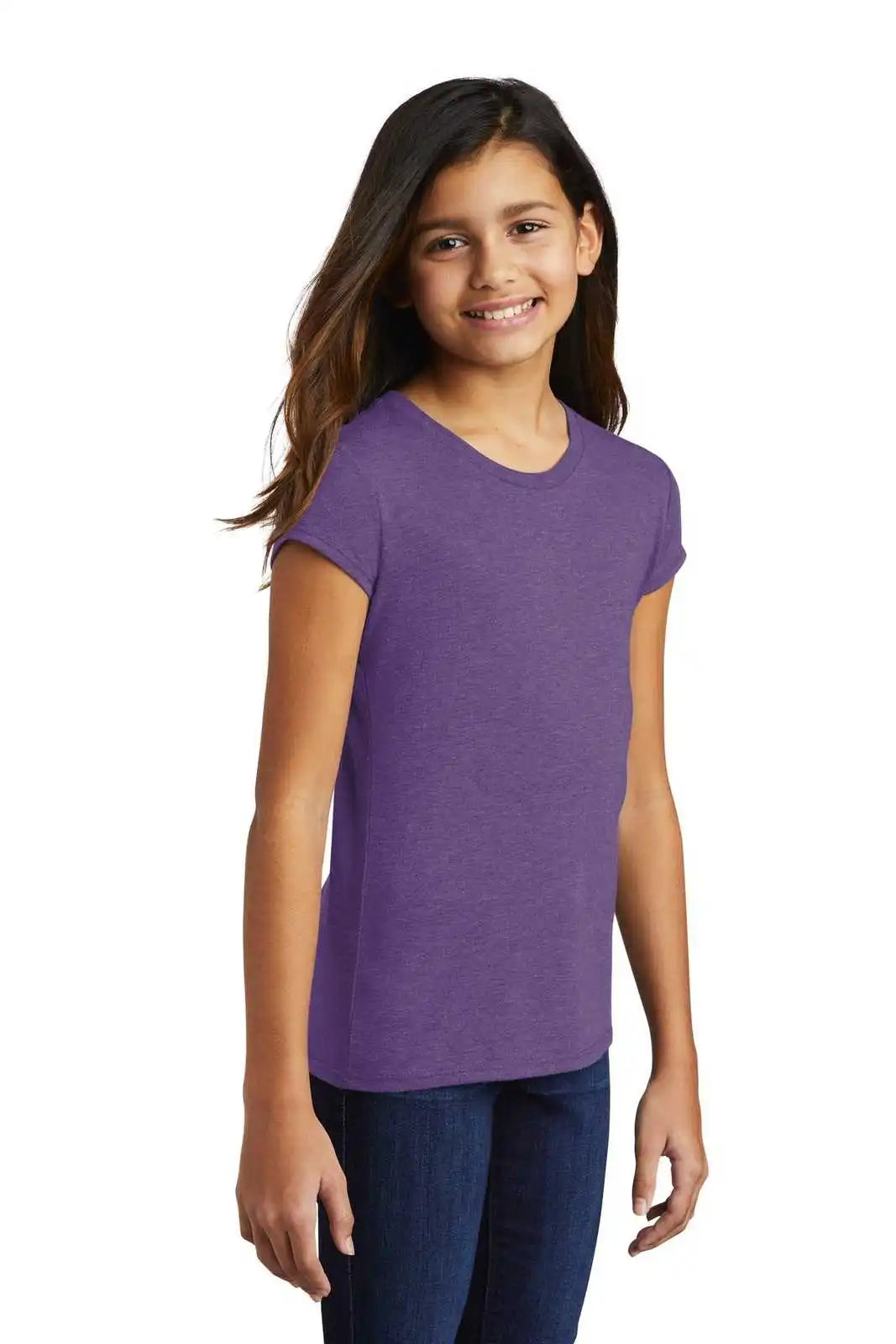 District Dt130yg Girls Perfect Tri Tee - Purple Frost